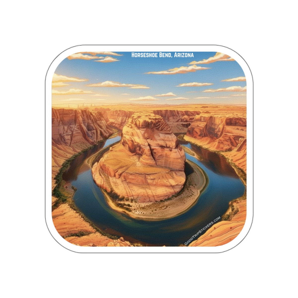 Horseshoe Bend Arizona in Golden Light — Die-Cut Sticker