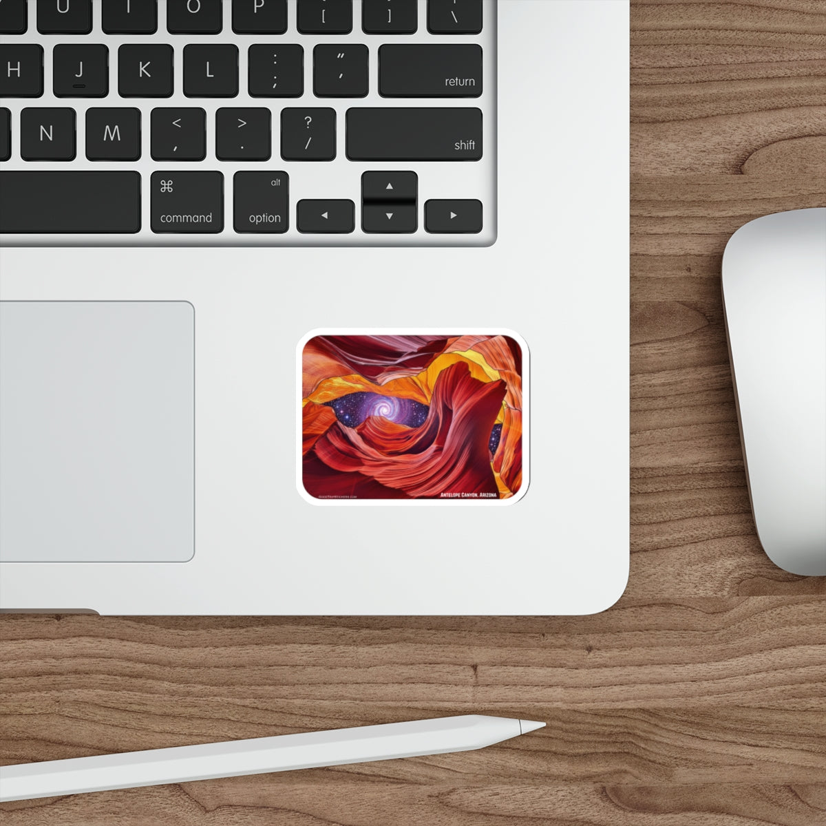 Antelope Canyon Die-Cut Sticker — Swirling Red Rock & Starry Vortex